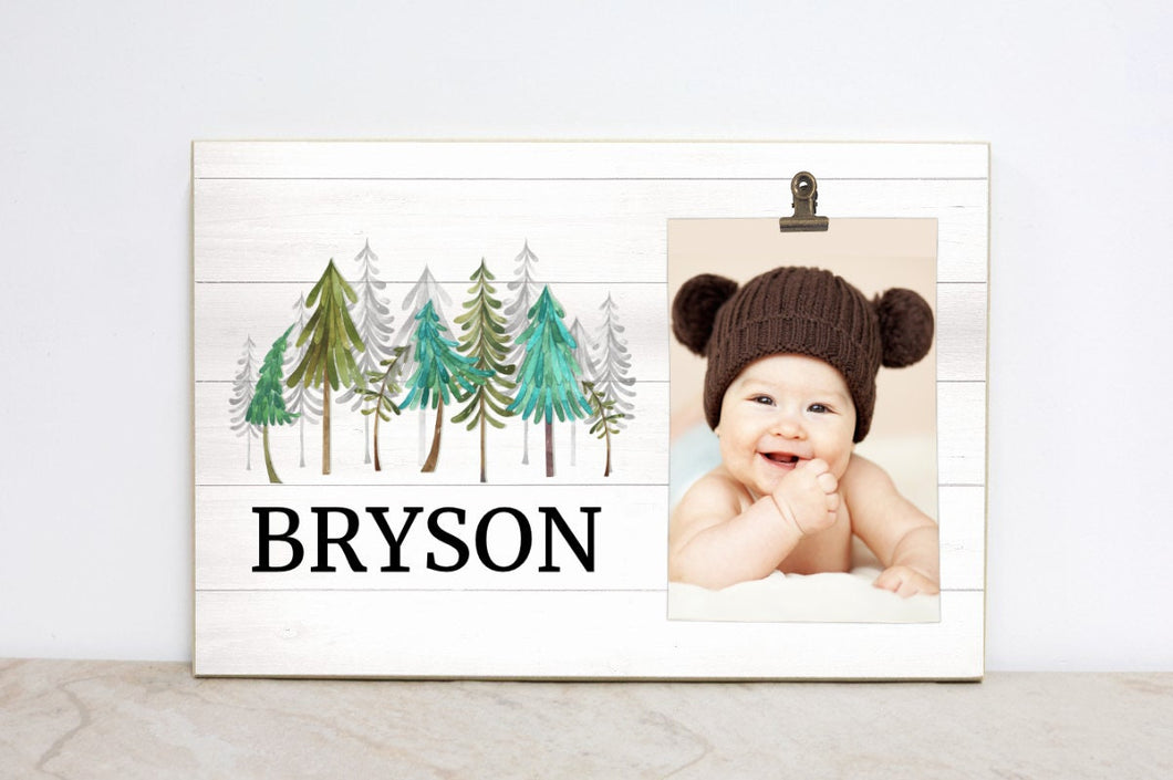 Forest Animal Nursery Decor, Forest of Trees Picture Frame, Woodland Photo Frame, Personalized Woodland Nursery Sign, Tree Wall Art,  W08