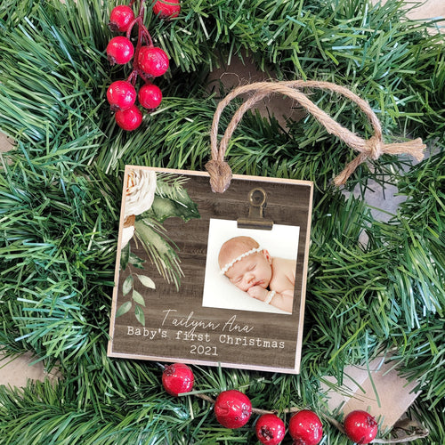 Baby's First Christmas Photo Ornament, Personalized Christmas Tree Ornament, Personalized Christmas Gift for Baby, BFC01