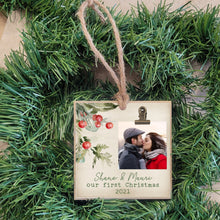 Load image into Gallery viewer, Personalized Christmas Gift for Couples, Our First Christmas Together, First Christmas Tree Ornament, Engagement Gift Photo Ornament, CFC03
