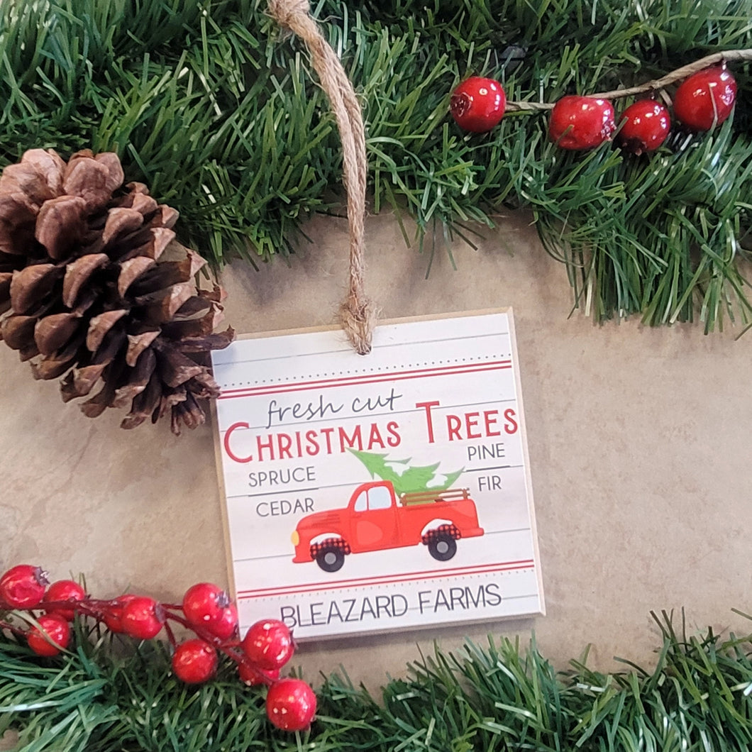 Christmas Tree Truck Ornament, Personalized Christmas Decoration, Custom Christmas Tree Ornament, Christmas Tree Farm Decoration