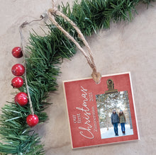Load image into Gallery viewer, Personalized Christmas Gift for Couples, Gift for Family, Our First Christmas Tree Ornament, Engagement, Wedding Gift Photo Ornament, FC01
