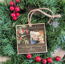 Load image into Gallery viewer, Personalized Sympathy Gift, Memorial Christmas Tree Ornament - In Loving Memory Photo Frame,  Funeral Bereavement Gift, ILM03

