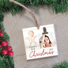 Load image into Gallery viewer, Personalized Baby&#39;s First Christmas Ornament, Christmas Tree Ornament Gift for New Baby, Picture Frame Christmas Tree Decoration, G01
