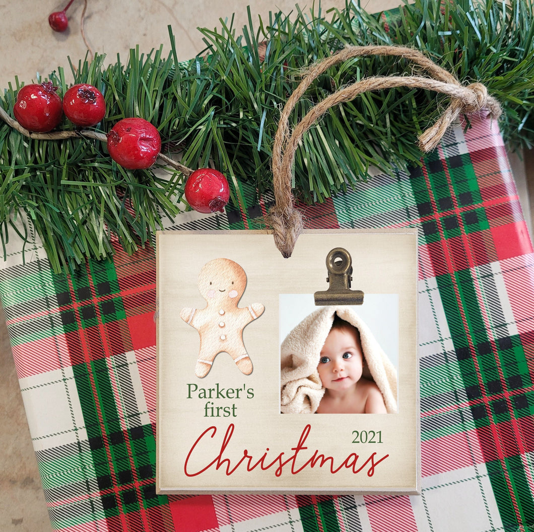 Personalized Baby's First Christmas Ornament, Christmas Tree Ornament Gift for New Baby, Picture Frame Christmas Tree Decoration, G01