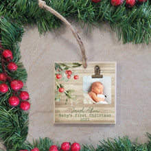 Load image into Gallery viewer, Personalized Christmas Gift for Baby, Personalized Christmas Tree Ornament, Baby&#39;s First Christmas Photo Ornament,  My First Christmas BFC03
