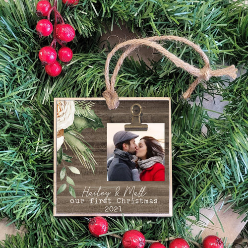 Personalized Christmas Tree Ornament, Couples First Christmas, Engagement Gift Photo Ornament, Our First Christmas Together  CFC01