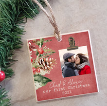 Load image into Gallery viewer, Our First Christmas Together, Personalized Christmas Tree Ornament, Couples First Christmas, Engagement Gift Photo Ornament,   CFC02
