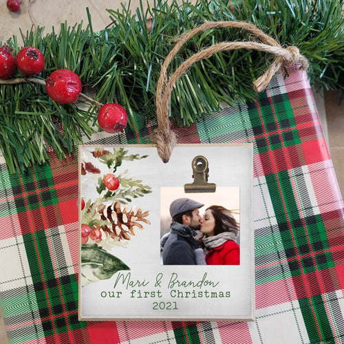 Our First Christmas Together, Personalized Christmas Tree Ornament, Couples First Christmas, Engagement Gift Photo Ornament,   CFC02