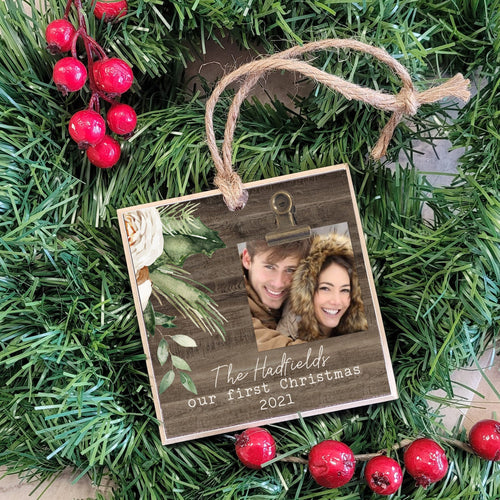 Personalized First Christmas Tree Ornament, Christmas Gift for Couples, Our First Christmas Together, Engagement Gift Photo Ornament, FFC01