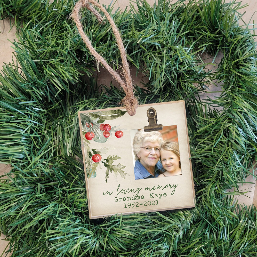 Personalized Sympathy Gift, Memorial Christmas Tree Ornament - In Loving Memory Photo Frame,  Funeral Bereavement Gift, ILM03