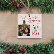 Load image into Gallery viewer, Mr. and Mrs. Christmas Ornament, Our First Christmas, Personalized Christmas Gift for Couples, Wedding Gift for Newlyweds Ornament, MM02
