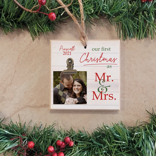 Mr. and Mrs. Christmas Ornament, Our First Christmas, Personalized Christmas Gift for Couples, Wedding Gift for Newlyweds Ornament, MM02
