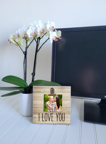 I Love You Picture Frame Gift for Her, Anniversary Photo Frame Gift for Him, 4x4 or 6x6 Mini Picture Frame for Desk, Shelf, Tier Tray Decor