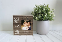 Load image into Gallery viewer, Mr. &amp; Mrs. Picture Frame, Personalized Wedding Gift for Couple, Mini Size 4x4 or 6x6 Tier Tray Photo Frame, Picture Frame for Desk, Shelf
