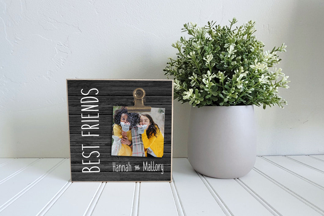 Best Friends Picture Frame, Gift for Best Friends, Mini Size 4x4 or 6x6 Photo Frame, Best Friend Gift, Picture Frame- Desk, Shelf, Tier Tray
