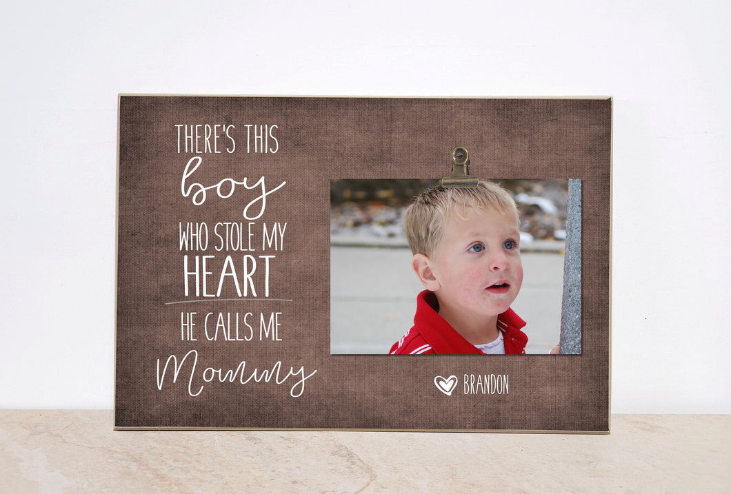 Picture Frame, Gift For MOM  {This Boy Stole My Heart ...}  Personalized Photo Frame, Valentines Day Gift Idea, Wood Frame, Custom Frame
