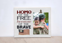 Load image into Gallery viewer, Americana Decor Photo Frame {Home Of The Free Because Of The Brave} Picture Frame, Independence Day, Patriotic Decor, 4th of July Decoration
