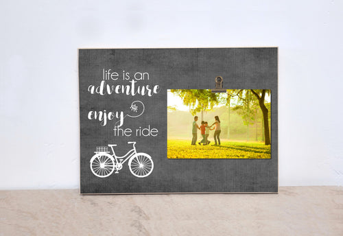 Family Picture Frame Housewarming Gift -Life Is An Adventure, Enjoy The Ride- Photo Frame Gift For Her, Gift For Family, Bike Picture Frame
