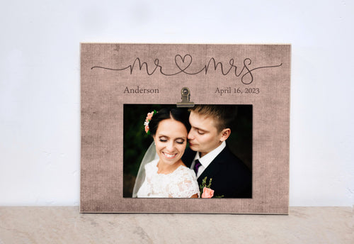 Personalized Wedding Gift Idea, Custom Photo Frame {Mr and Mrs}  Picture Frame, Wedding Decoration Idea, Bridal Shower Gift Idea, MR &  MRS