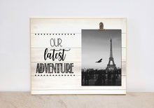 Load image into Gallery viewer, Our Latest Adventure Map Photo Frame, Christmas Day Gift For Traveler, Travel Gift Idea, Travel Picture Frame, Vacation Frame
