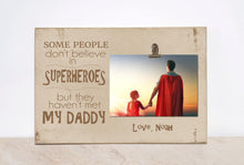 Load image into Gallery viewer, Valentines Day Gift For Dad, Superhero Photo Frame, Custom Picture Frame, Birthday Gift For Dad, Personalized Gift, Wood Frame
