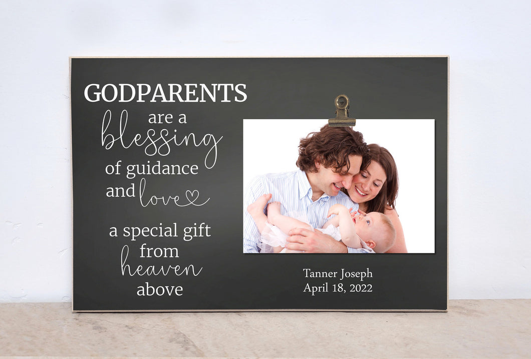 Gift For Godparents, Gift For Godmother, Godmother Photo Frame, Personalized Gift, Godparent Picture Frame, Baptism Gift, Custom Photo Frame