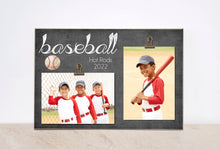 Load image into Gallery viewer, Baseball Photo Frame, Team Picture Frame, Baseball Gift, Sports Photo Frame, Sports Team Photo Display, Personalized Frame, Custom Gift Idea
