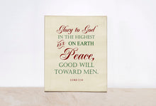 Load image into Gallery viewer, Glory To God Christmas Decoration Nativity Set Sign, Luke 2 Wooden Sign, Christian Christmas Decor, Table Decor, Christmas Centerpiece 11x14
