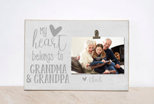Load image into Gallery viewer, Grandparents Picture Frame, Christmas Gift For Grandparents, Personalized Photo Frame  {My Heart Belongs To Grandma &amp; Grandpa}

