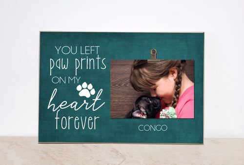 Pet Memorial Gift, Pet Picture Frame, Sympathy Gift For Loss Of A Pet, Personalized Photo Frame  {Paw Prints On My Heart} Pet Bereavement