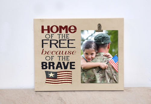 Americana Decor Photo Frame {Home Of The Free Because Of The Brave} Picture Frame, Independence Day, Patriotic Decor, 4th of July Decoration