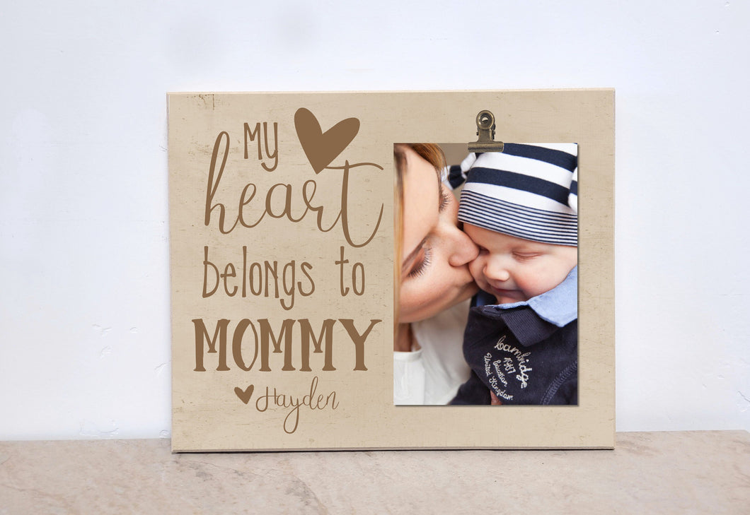 Valentines Day Gift Idea For Mom, Personalized Picture Frame Mom Gift, Custom Photo Frame  {My Heart Belongs To Mommy}