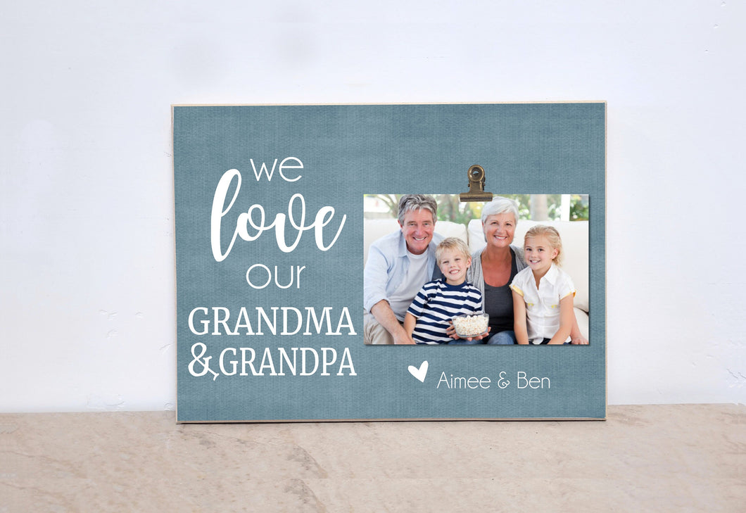 We Love Grandma & Grandpa Wall Frame, Personalized Picture Frame Gift For Grandparent, Christmas Gift Idea, Grandchild Photo Frame