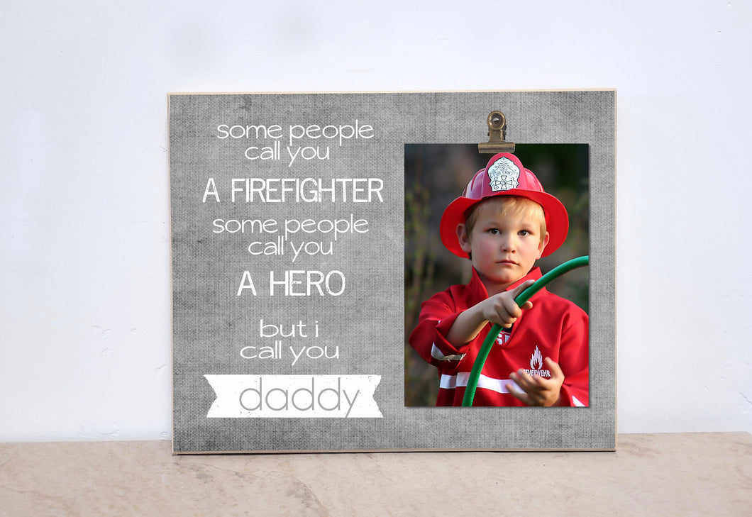Firefighter Photo Frame, Valentines Day Gift For Firefighter, Fireman Dad Picture Frame, Custom Firefighter Gift, Birthday Gift For Dad