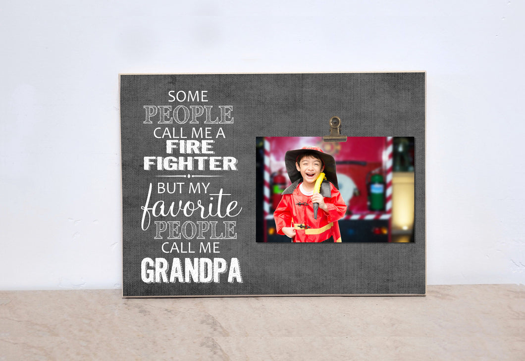 Valentines Day Gift for Grandpa, Fire Fighter Photo Frame, Personalized Picture Frame Grandpa Gift