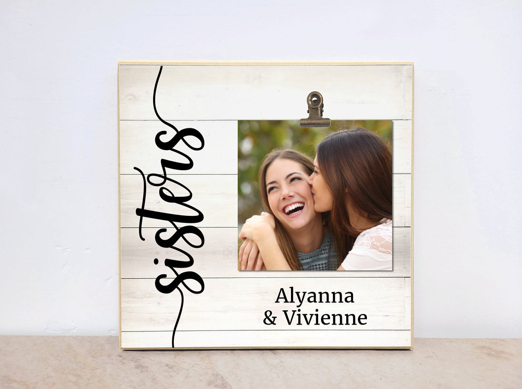 Sisters Personalized Photo Frame, Wooden Picture Frame, Valentine Gift For Sister, Birthday Gift for Sister, Girls Bedroom or Dorm Decor
