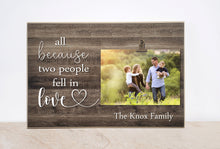 Load image into Gallery viewer, Family Photo Frame, Gift For Family {All Because Two People Fell In Love} Personalized Picture Frame, Christmas Gift for Family, New Home
