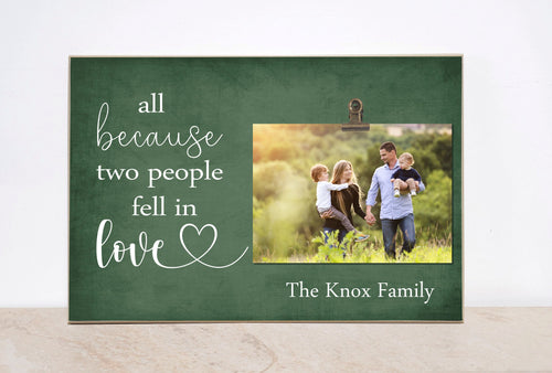 Family Photo Frame, Gift For Family {All Because Two People Fell In Love} Personalized Picture Frame, Housewarming Gift, New Home Gift