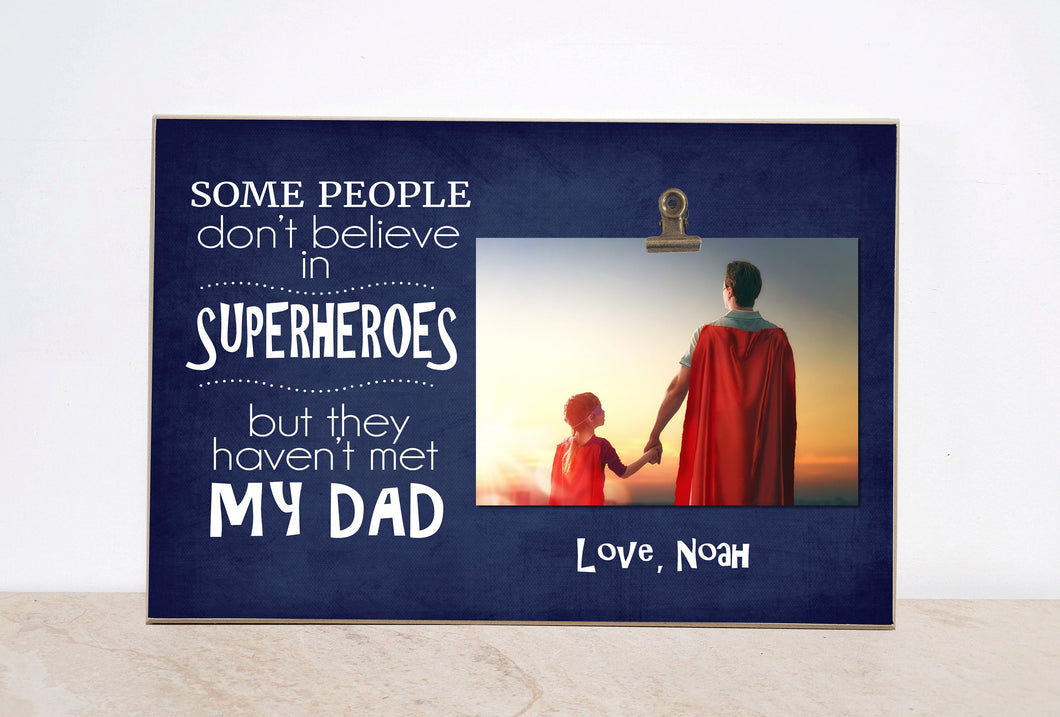 Valentines Day Gift For Dad, Superhero Photo Frame, Custom Picture Frame, Birthday Gift For Dad, Personalized Gift, Wood Frame