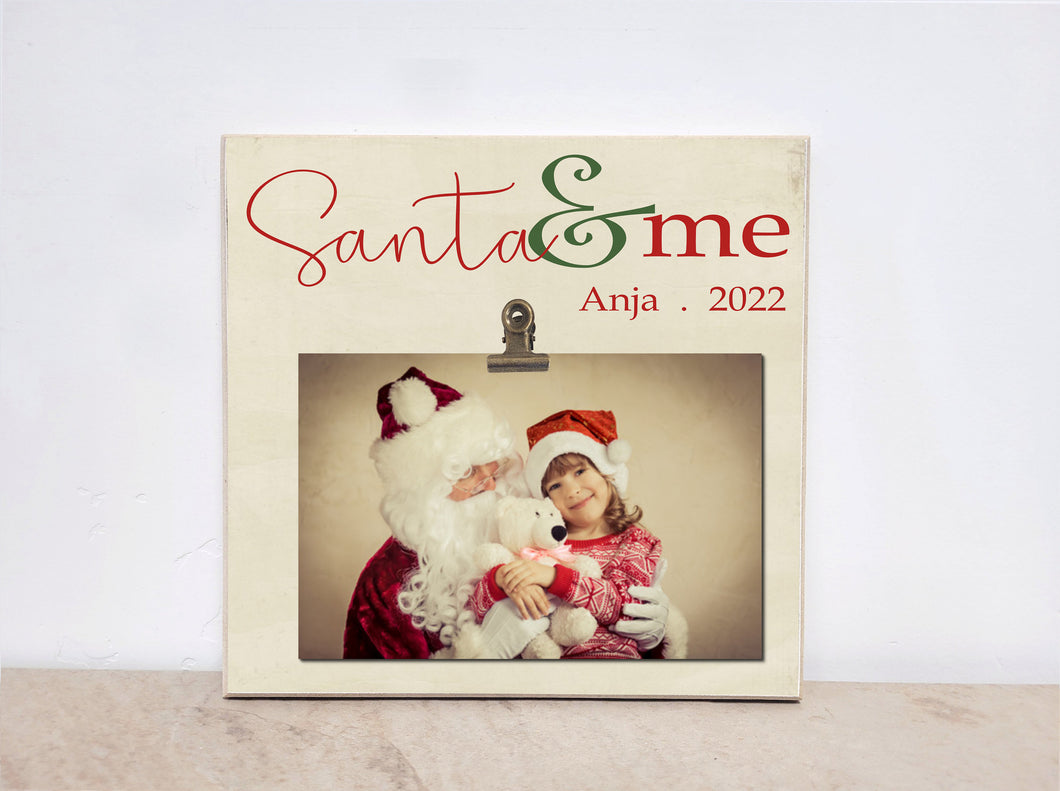 Santa & Me Christmas Photo Frame, Christmas Decor Photo Clip Frame; Kid's Christmas Decoration, Holiday Decor, Holiday Frame, Picture Frame