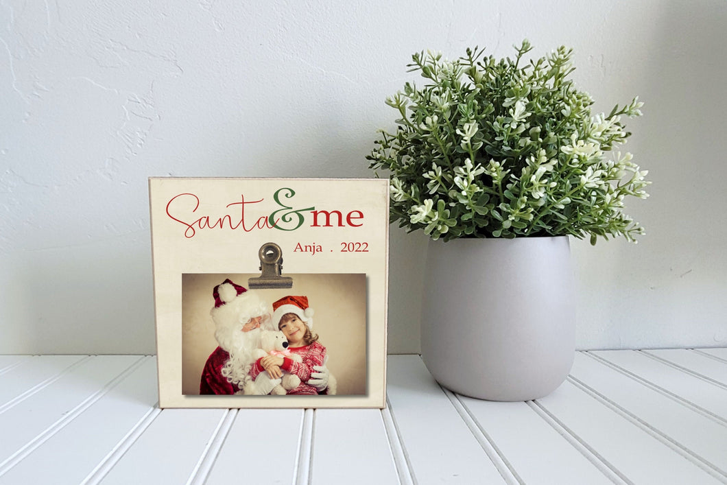 Santa and Me Picture Frame, Gift for Best Friends, Mini Size 4x4 or 6x6 Photo Frame, Best Friend Gift, Desk, Shelf, Tier Tray Picture Frame