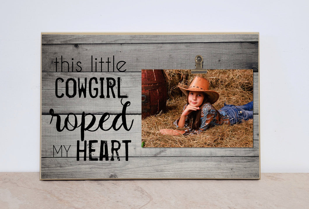 Cowgirl Western Home Decor, Country Photo Frame {Little Cowgirl Roped My Heart}  Gift For Dad, Christmas Gift Idea, Daddy Daughter Gift Idea