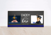 Load image into Gallery viewer, Thin Blue Line Police Officer Wall Photo Frame, Police Officer Gift {Daddy You Are Our Hero}  Line Of Duty, Valentines Day Gift For Him
