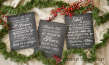 Load image into Gallery viewer, Christmas Decoration, Nativity Sign, Christmas Signs, Nativity Decoration, Set of 3 Wood Scripture Signs, Farmhouse Christmas, 8x10 or 11x14

