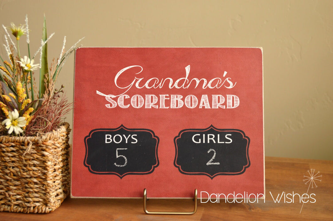 Grandma's Scoreboard, BOYS vs GIRLS Christmas Gift For Grandma, Gift For Nana, Gift For Mimi, Custom Chalkboard, Personalized Chalkboard